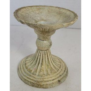 Small Ivory Metal Taper Holder Candlestick 3-3/4 inches tall x 3 inch diameter